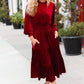 Holiday Dreaming Burgundy Velvet Mock Neck Smocked Waist Dress