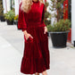 Holiday Dreaming Burgundy Velvet Mock Neck Smocked Waist Dress