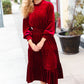 Holiday Dreaming Burgundy Velvet Mock Neck Smocked Waist Dress