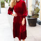 Holiday Dreaming Burgundy Velvet Mock Neck Smocked Waist Dress