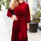 Holiday Dreaming Burgundy Velvet Mock Neck Smocked Waist Dress