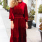 Holiday Dreaming Burgundy Velvet Mock Neck Smocked Waist Dress