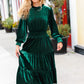 Holiday Dreaming Hunter Green Velvet Mock Neck Smocked Waist Dress