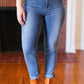 Judy Blue Medium Blue Mid-Rise Slim Fit Cuffed Jeans