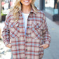 Be You Best Taupe Plaid Quilt Lined Button Down Shacket