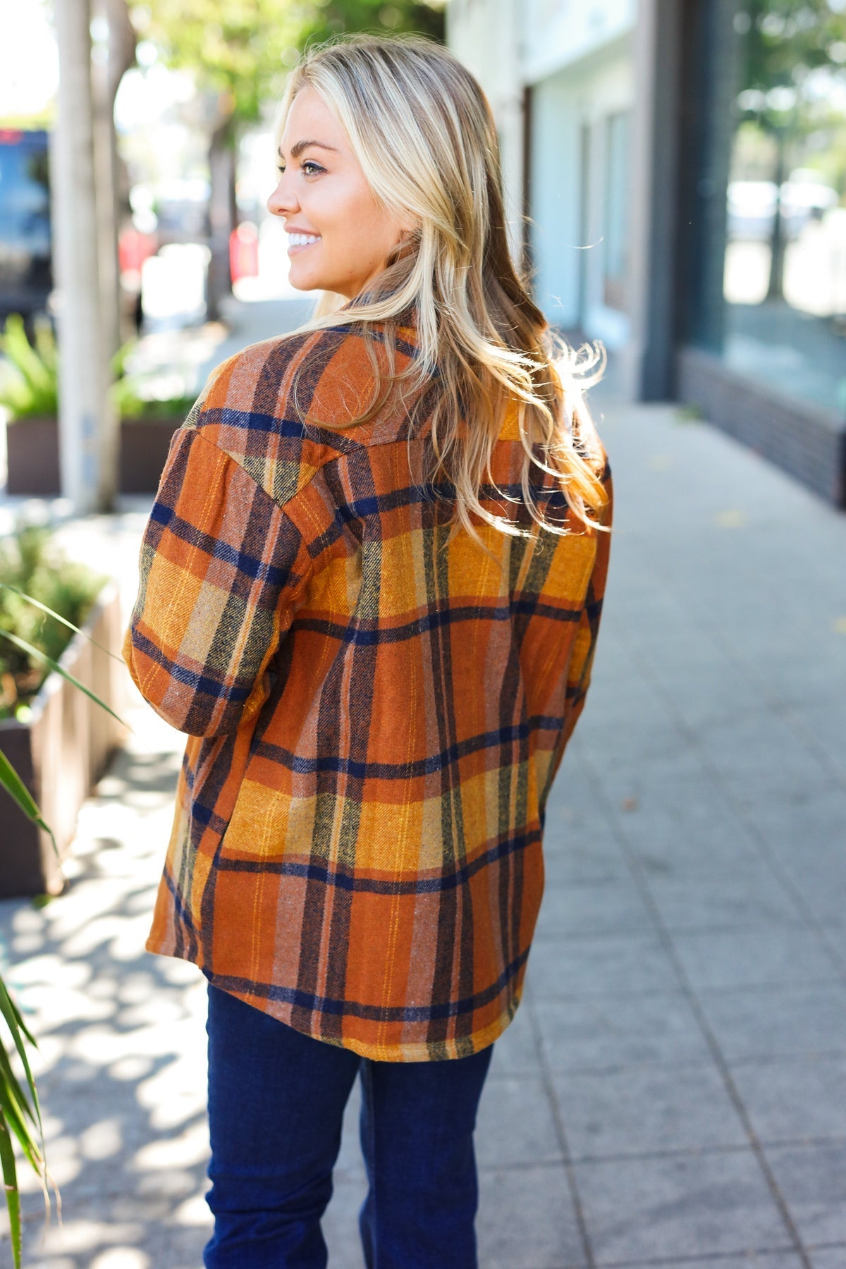 You Got This Camel Plaid Quilt Lined Button Down Shacket