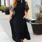 Black Floral Sequin Puff Sleeve Mock Neck Tiered Maxi Dress