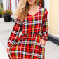 Adorable In Red Plaid Ruffle Detail Fit & Flare Midi Dress