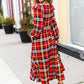 Adorable In Red Plaid Ruffle Detail Fit & Flare Midi Dress