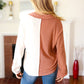 Start Your Day Rust Half & Half Collared Notched Neck Top