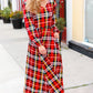 Adorable In Red Plaid Ruffle Detail Fit & Flare Midi Dress