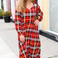 Adorable In Red Plaid Ruffle Detail Fit & Flare Midi Dress