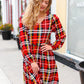 Adorable In Red Plaid Ruffle Detail Fit & Flare Midi Dress