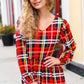 Adorable In Red Plaid Ruffle Detail Fit & Flare Midi Dress