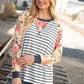 Stripe and Peach Leopard Floral Color Block Top