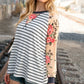 Stripe and Peach Leopard Floral Color Block Top