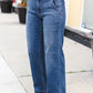 Judy Blue High Rise Double Button Crisscross Detail Wide Leg Jeans