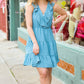 Find Romance Aquamarine Surplice Ruffle Tiered Dress