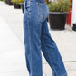 Judy Blue High Rise Double Button Crisscross Detail Wide Leg Jeans