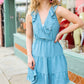 Find Romance Aquamarine Surplice Ruffle Tiered Dress