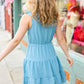 Find Romance Aquamarine Surplice Ruffle Tiered Dress