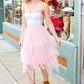 Feeling Femme' Blush Asymmetric Tiered Tulle Midi Skirt