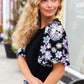 Feeling Glamorous Black Floral Sequin Puff Sleeve Velvet Top