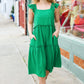 Lots To Love Kelly Green Smocked Flutter Sleeve Tiered Midi Dress