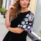 Feeling Glamorous Black Floral Sequin Puff Sleeve Velvet Top