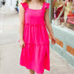 Lots To Love Fuchsia Smocked Flutter Sleeve Tiered Midi Dress