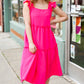 Lots To Love Fuchsia Smocked Flutter Sleeve Tiered Midi Dress