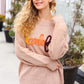 Feeling Thankful Taupe Pop Up Glittery Embroidery Sweater