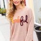 Feeling Thankful Taupe Pop Up Glittery Embroidery Sweater