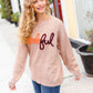 Feeling Thankful Taupe Pop Up Glittery Embroidery Sweater