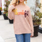 Feeling Thankful Taupe Pop Up Glittery Embroidery Sweater