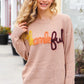 Feeling Thankful Taupe Pop Up Glittery Embroidery Sweater