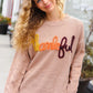 Feeling Thankful Taupe Pop Up Glittery Embroidery Sweater