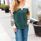 Fall For You Hunter Green Plaid Color Block Collared Terry Top