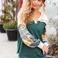 Fall For You Hunter Green Plaid Color Block Collared Terry Top