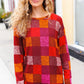 You Got This Burgundy Checker Plaid Print Hacci Knit Top