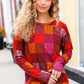 You Got This Burgundy Checker Plaid Print Hacci Knit Top