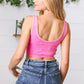 Candy Rose Washed Rib Cropped Notched Tank
