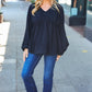 Simple Elegance Black V Neck Babydoll Woven Top