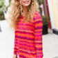 Be Bold Flame & Magenta Striped Cable Knit Print Hacci Top