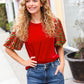 Warmest Wishes Red & Green Sequin Puff Sleeve Velvet Top