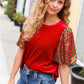 Warmest Wishes Red & Green Sequin Puff Sleeve Velvet Top