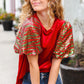 Warmest Wishes Red & Green Sequin Puff Sleeve Velvet Top