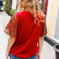 Warmest Wishes Red & Green Sequin Puff Sleeve Velvet Top