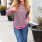 Bring Joy Magenta Multicolor Textured Waffle Knit Sweater