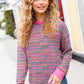 Bring Joy Magenta Multicolor Textured Waffle Knit Sweater